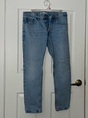 Zara Light Blue Slim Straight Jeans